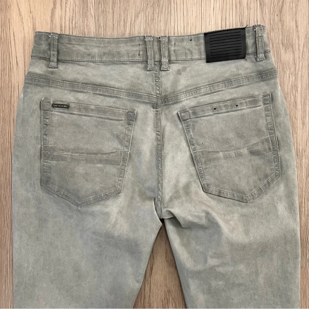 Serenede Stacked Denim Jeans Men’s Size 30 Sage Green Gray Snap Hem